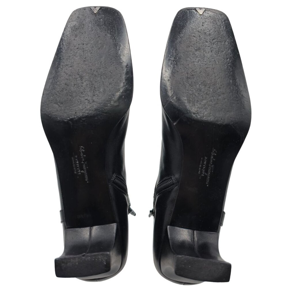 Ferragamo Italy Womens 8.5 4A Narrow Black Leather Dress Shoes Zip Ankle Boots - Picture 8 of 12